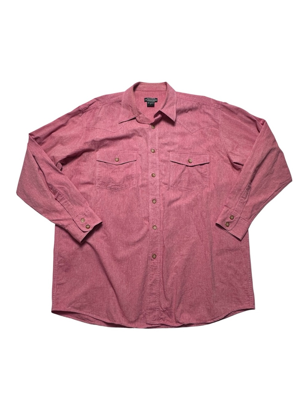 J. Peterman Salmon Western Ranch Shirt Heritage Americana Cotton Mens Large